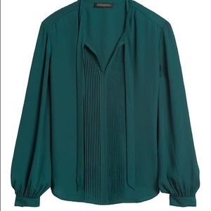 Tie neck tuxedo blouse